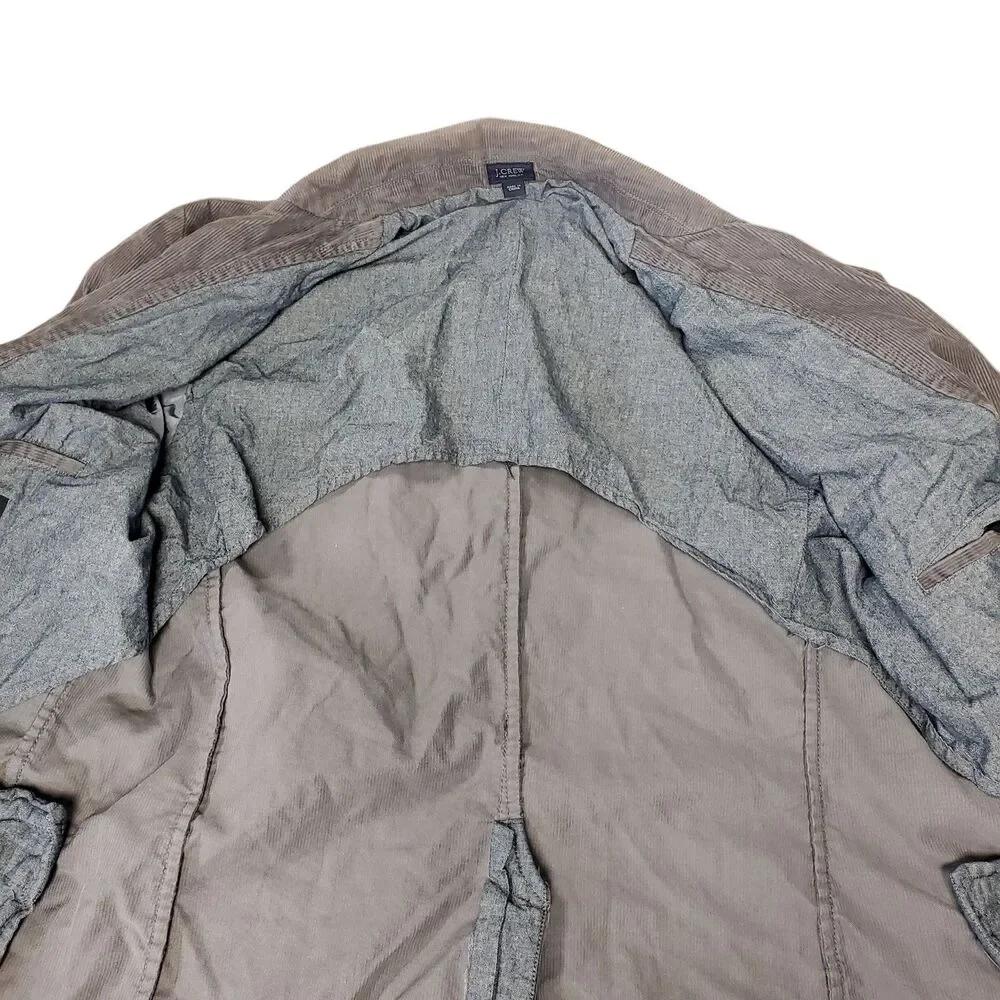 Vintage J CREW Jacket Mens Medium Gray Corduroy Blazer Single Breasted Preppy